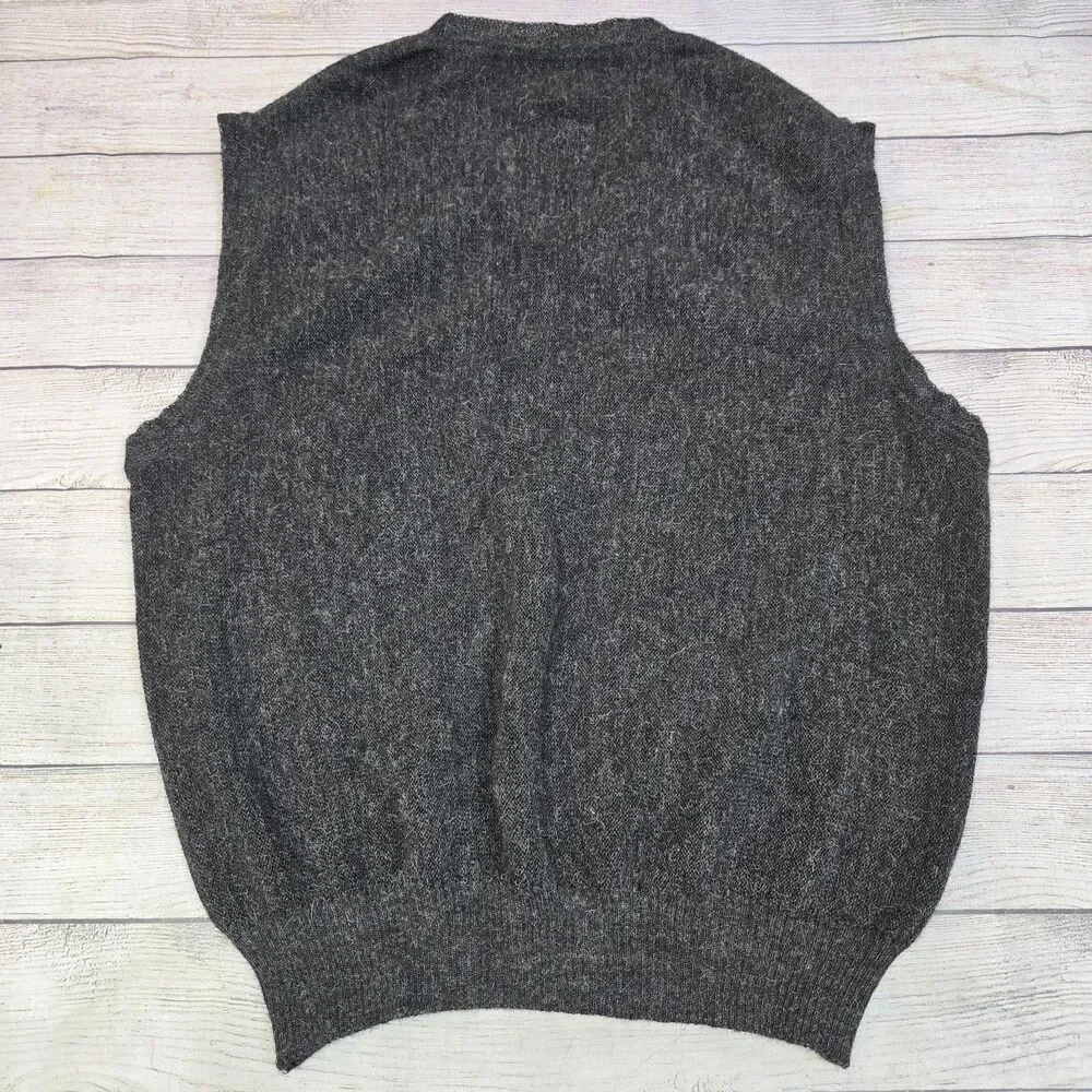 Vintage Carbery Ireland Alpaca Sweater Gray Knit Vest Made in Ireland Men's XL